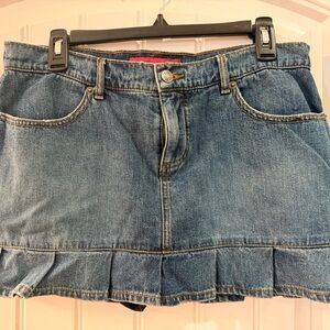 Denim Mini Skort/Skirt with Pleated Hem